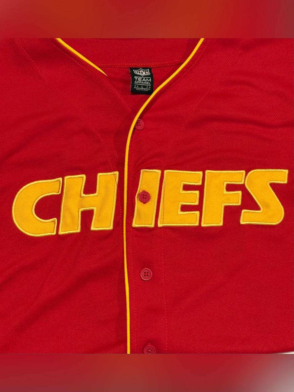 Kansas City Chiefs Button Front Baseball Jersey Men’s Large NFL Team Apparel - Picture 3 of 8